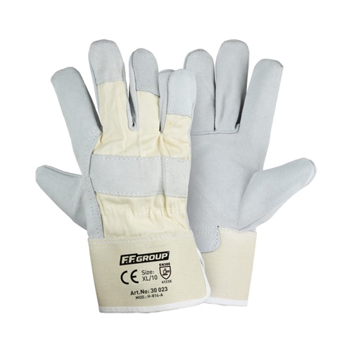 Βαμβακερά Γάντια Εργασίας Δερματοπάνινα XL/10.5'' F.F. Group Γάντια εργασίας γενικής χρήσης για την προστασία και την ασφάλεια των χεριών σας, από την F.F. Group. Είναι κατασκευασμένα από βαμβάκι και δέρμα, με υψηλή αντοχή στο σχίσιμο.